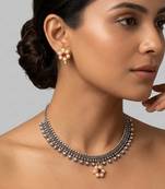 Rani color traditional dual tone oxidised necklace set