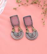 Light pink color dual tone oxidised earrings designer finish