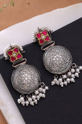 Rani color dual tone oxidised earrings traditional fashion style