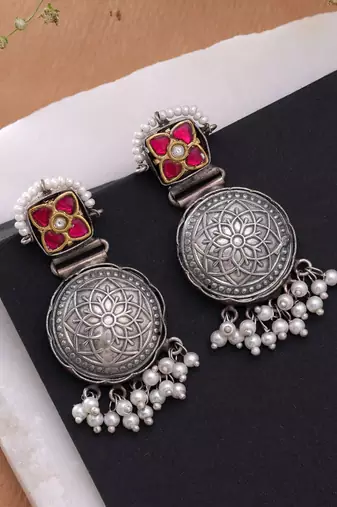 Rani color dual tone oxidised earrings traditional fashion style
