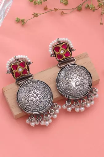 Rani color dual tone oxidised earrings traditional fashion style