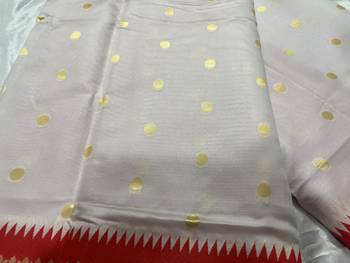white red silk blend banarasi saree with unstitched blouse piece 9