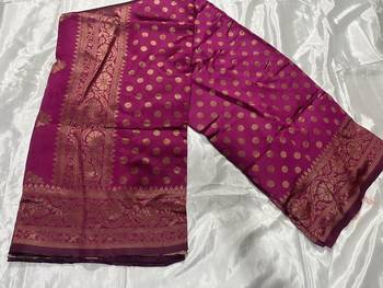 Wine Silk Blend Banarasi Saree Unstitched Blouse Piece 6