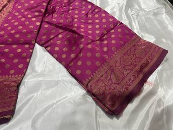Wine Silk Blend Banarasi Saree Unstitched Blouse Piece 7