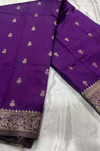 Purple Silk Blend Banarasi Saree Blouse Piece Soft