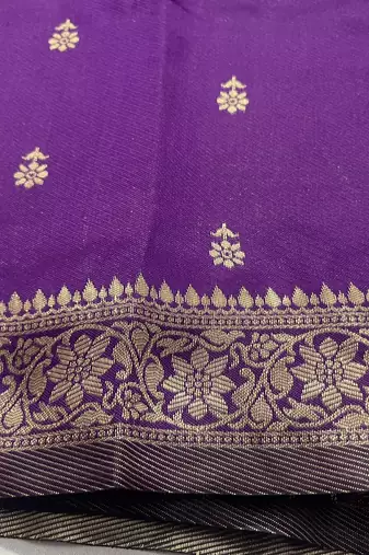 Purple Silk Blend Banarasi Saree Blouse Piece Soft