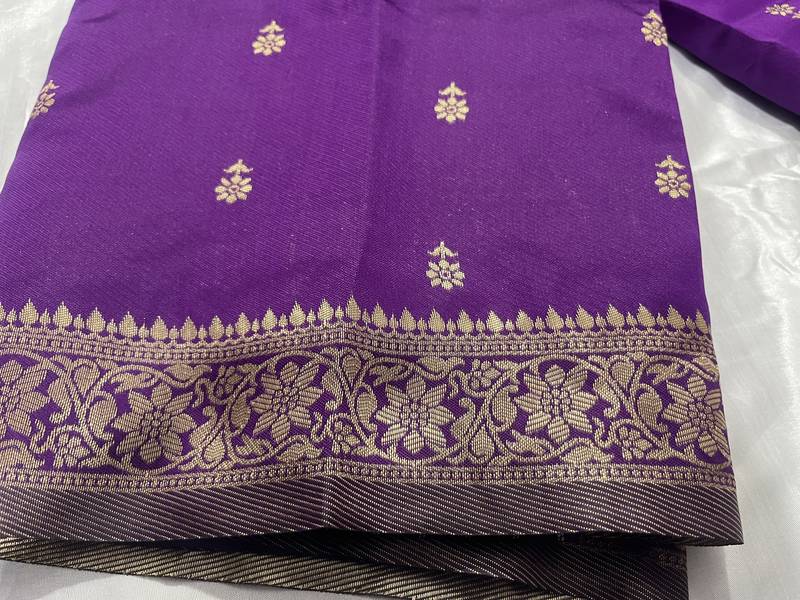 Purple Silk Blend Banarasi Saree Blouse Piece Soft