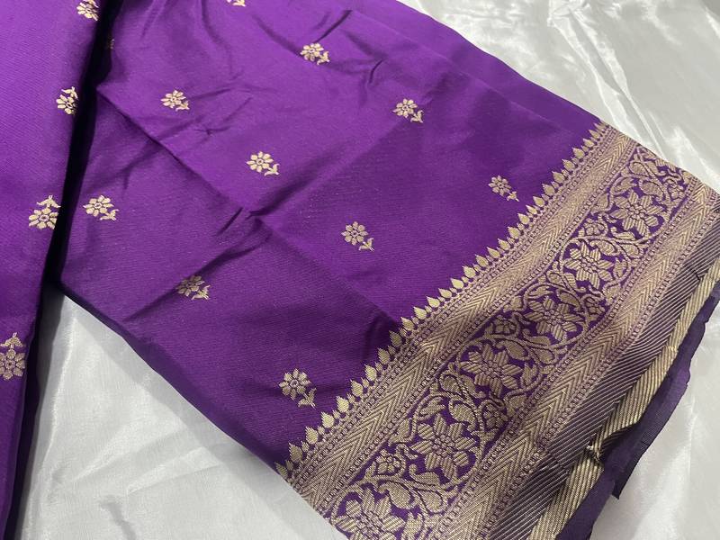 Purple Silk Blend Banarasi Saree Blouse Piece Soft