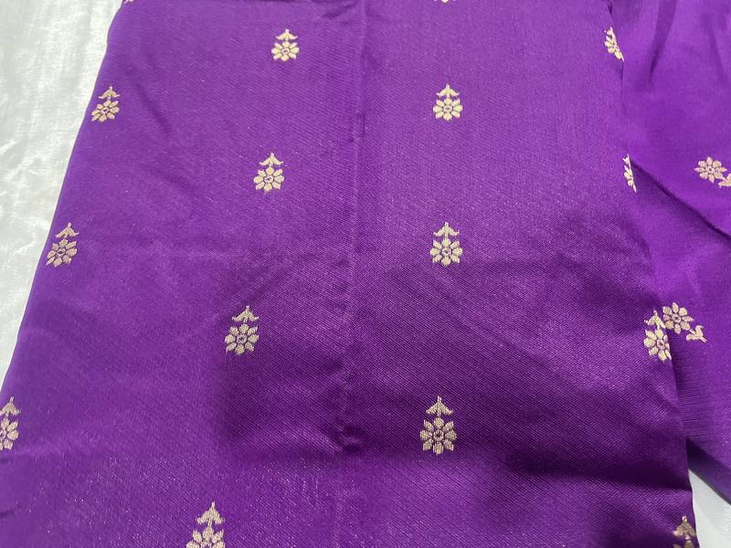 Purple Silk Blend Banarasi Saree Blouse Piece Soft