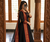 Royal Black & Maroon Ethnic Anarkali Suit with Gold Border Dupatta