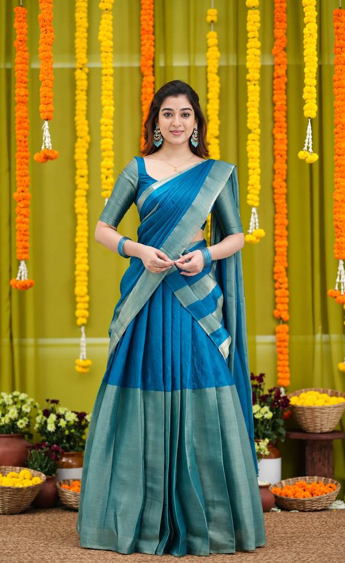 Elegant Teal Blue Festive Lehenga Set