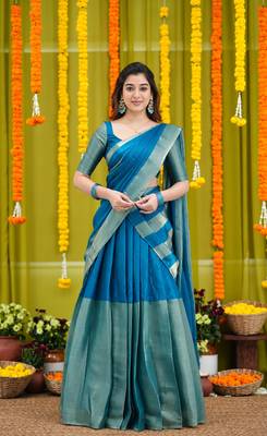 Elegant Teal Blue Festive Lehenga Set 1
