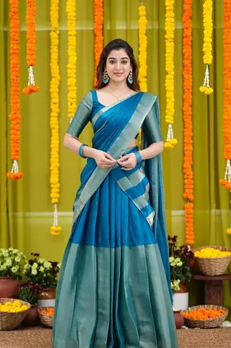 Elegant Teal Blue Festive Lehenga Set