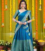 Elegant Teal Blue Festive Lehenga Set