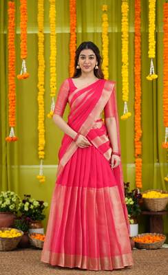 Festive Glamour Pink & Golden Lehenga 1