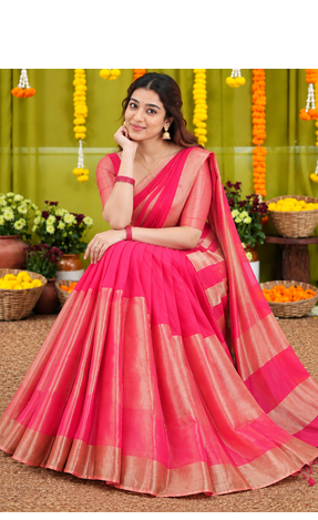Festive Glamour Pink & Golden Lehenga 3