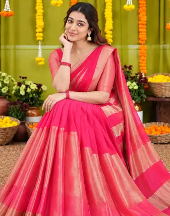 Festive Glamour Pink & Golden Lehenga