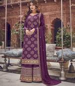 Purple premium pura dola silk jacquard plazzo salwar suit