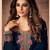 Navy blue designer georgette sraight cut semi-stitched salwar suit