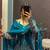 Blue satin embroidered kurta set