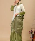 White georgette embroidered kurta set