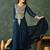 Navy vichitra silk blend embroidered flared kurta set