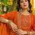 Orange vichitra silk blend embroidered 10 kali kurta set