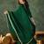 Green vichitra silk blend embroidered flared kurta set