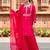 Red viscose silk blend embroidered kurta set