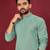 Sea Green Heavy Embroidery Work With Fabric Cotton Rayon Mens Ethnic wear Kurta Pajama Set 