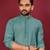 Teal Green Heavy Embroidery Work With Fabric Cotton Rayon Mens Ethnic wear Kurta Pajama Set 