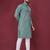 Teal Green Heavy Embroidery Work With Fabric Cotton Rayon Mens Ethnic wear Kurta Pajama Set 