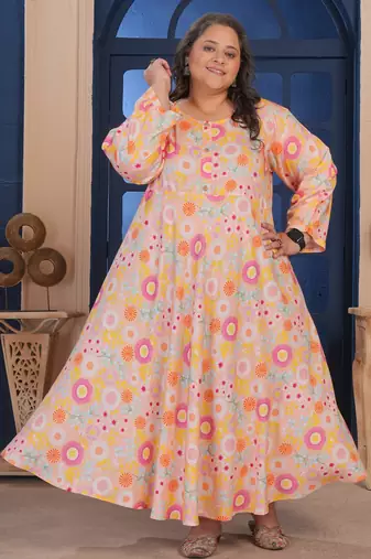Multi floral printed rayon kurti for women