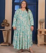 Sky blue floral printed rayon kurti for women