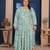 Sky blue floral printed rayon kurti for women