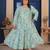 Sky blue floral printed rayon kurti for women