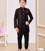 Black jacket attached indo-western  set with computer stone work, lace & fancy buttons