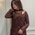 Coffee embroidery work with sequins faux georgette kurti with dupatta and palazzo