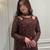 Coffee embroidery work with sequins faux georgette kurti with dupatta and palazzo