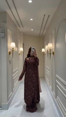 Coffee embroidery work with sequins faux georgette kurti with dupatta and palazzo 3