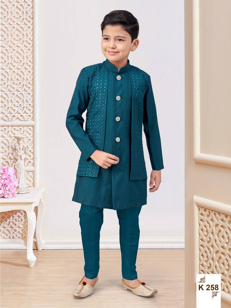 Green jacket attached indo-western  set with computer stone work, lace & fancy buttons