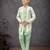 Pista green & cream jacket attached indo-western  set with computer stone work, lace & fancy buttons