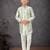 Cream jacket attached indo-western  set with computer stone work, lace & fancy buttons
