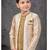 Beige & offwhite jacket attached indo-western  set with computer stone work, lace & fancy buttons