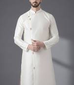 White dupion silk embroidered kurta