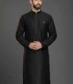 Black  dupion silk embroidered kurta