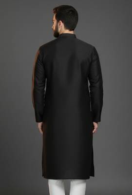 Black  dupion silk embroidered kurta 2