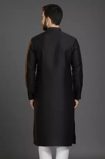 Black  dupion silk embroidered kurta
