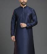Navy  dupion silk embroidered kurta