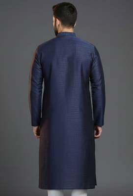 Navy  dupion silk embroidered kurta 2